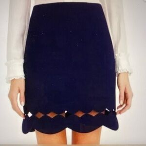 CLUB MONACO Atrina Navy Scalloped Cutout Hem Mini Skirt US 6